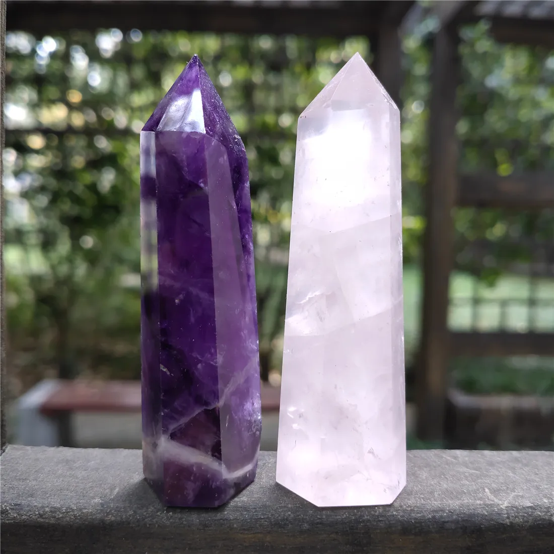 2 шт. шеврон амихтист розовый кварц башня кристалл камень остров Камни Кристаллы