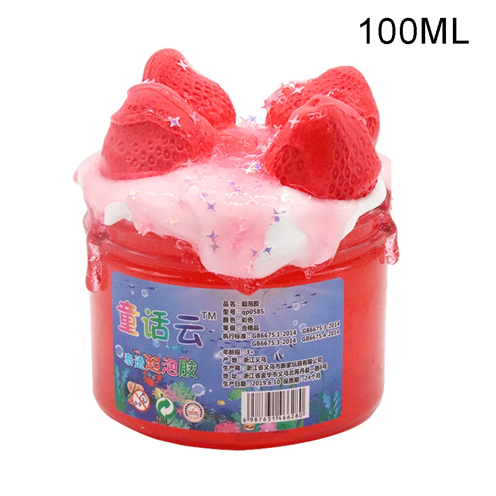 

DIY Strawberry Crystal Slime Fluffy Soft Putty Clay Decompression Kids Toy Gift