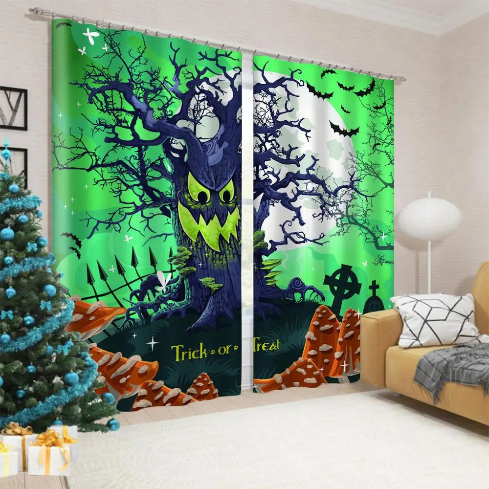 

Blackout Shade Curtain Photo 3D Curtains For Living Room Bedroom Window Treatment Halloween Printing Children's Cortinas Drapes