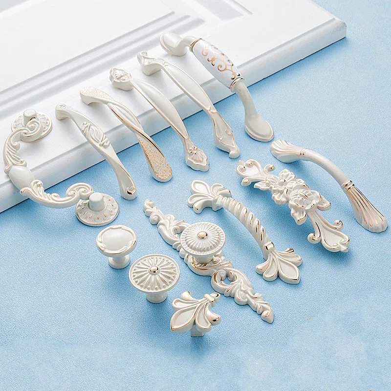 Цинковые ручки для шкафов Aolly цвета слоновой кости кухонного шкафа двери ручка