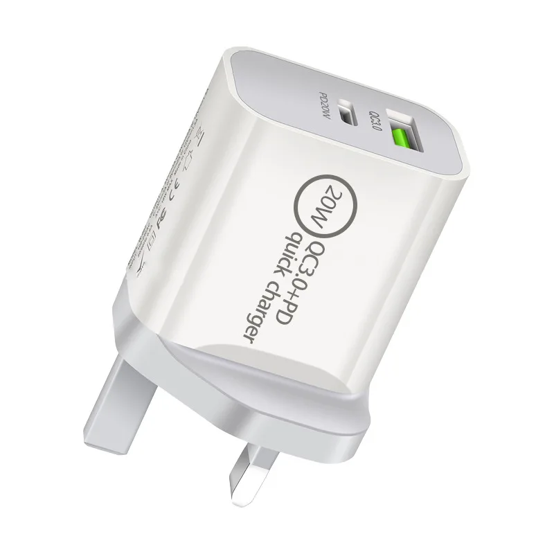 Быстрое зарядное устройство PD 20 Вт USB Type C QC3.0 для дома и офиса розетка стандарта