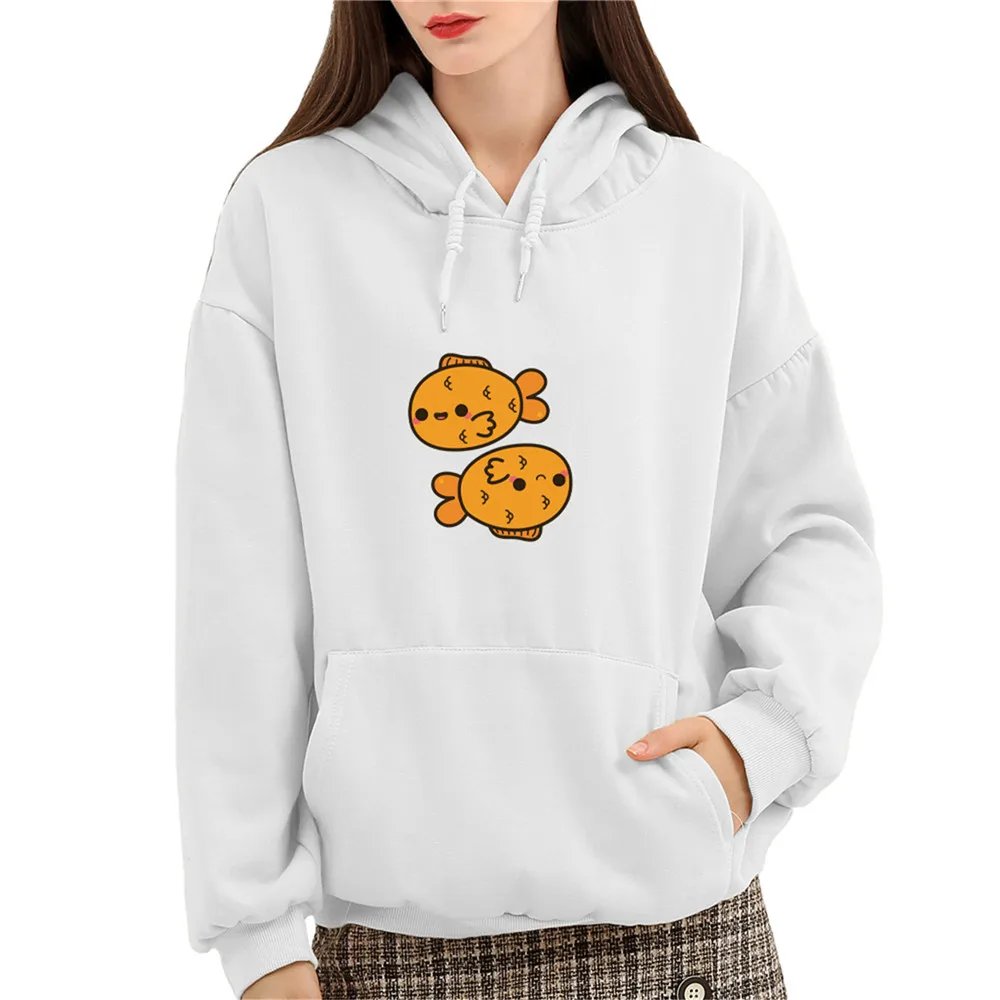Harajuku High Quality Cotton Hoodies Women Fish Printed Sweatshirts Funny Cartoon 90s Ullzang Sweetshirts Graphic Oversize Hoody
