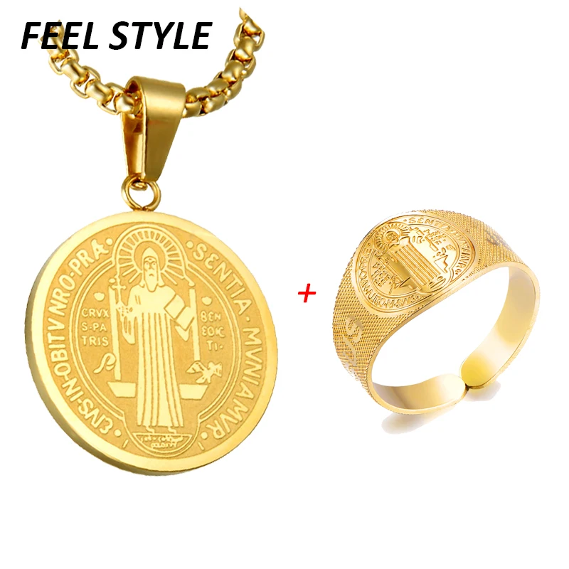 Ожерелье медальон из нержавеющей стали с изображением Иисуса сана Бенито 1