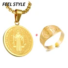 Ожерелье-медальон из нержавеющей стали с изображением Иисуса сана Бенито, 1 комплект