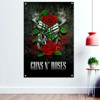 guns n roses rock and roll flags wall sticker decorative accessories dark metal artist posters black art banners wall hanging