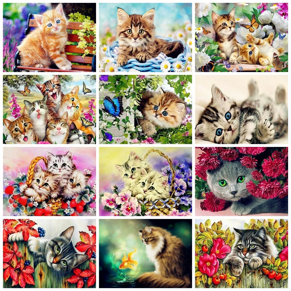 HUACAN картина по номерам животное масляная краска ing Cat комплект акриловая краска на холсте настенная художественная ручная краска ed домашний декор DIY подарок
