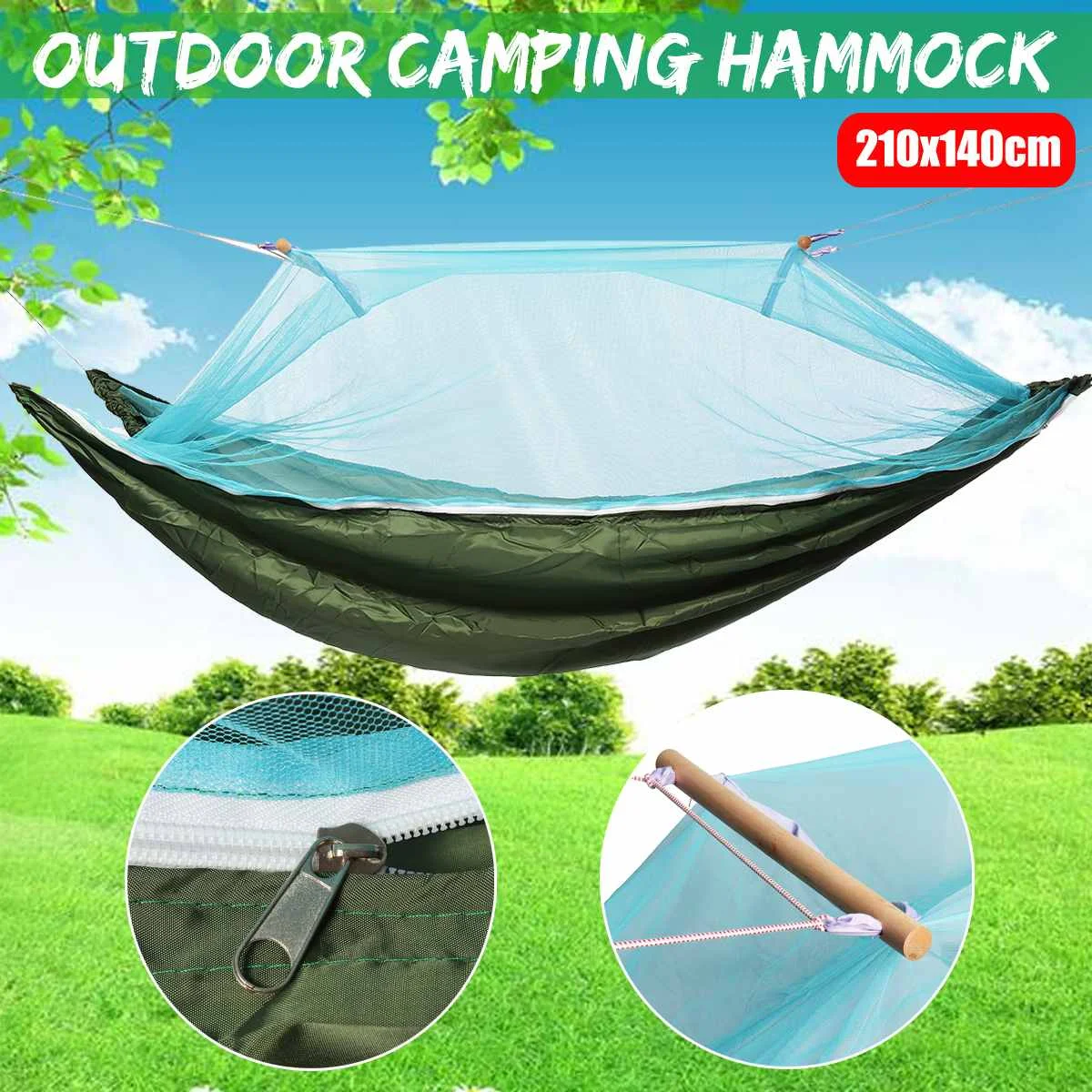 

Portable 1-2 Person Outdoor Mosquito Net Parachute Hammock Camping Hanging Sleeping Bed Swing Portable Double Chair for Garden