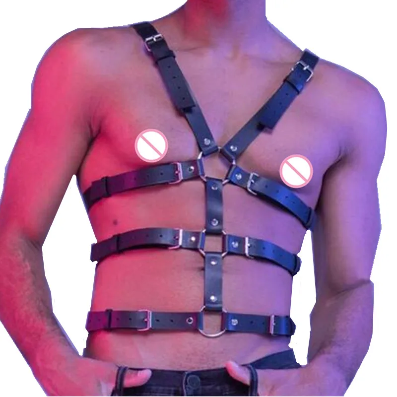 Нагрудный ремень для мужчин БДСМ фетиш кожаный регулируемый
