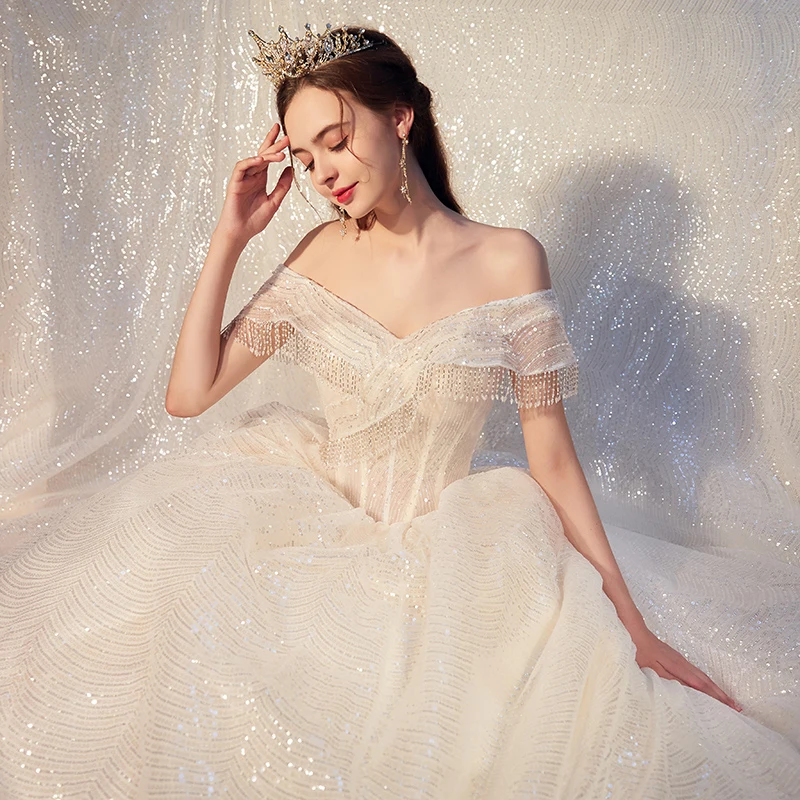 JKM050 Lace Up Back Floor Length Ball Gown Wedding Dresses Beading Appliques Organza Real Photos пляжное платье | Свадьбы и