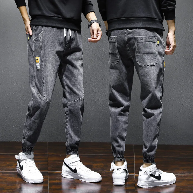 Trendy Brand Small Feet Jeans Men's Fashion Nine-point Harlan Casual Long Pants Baggy Jeans Spring and Autumn Cargo Jeans