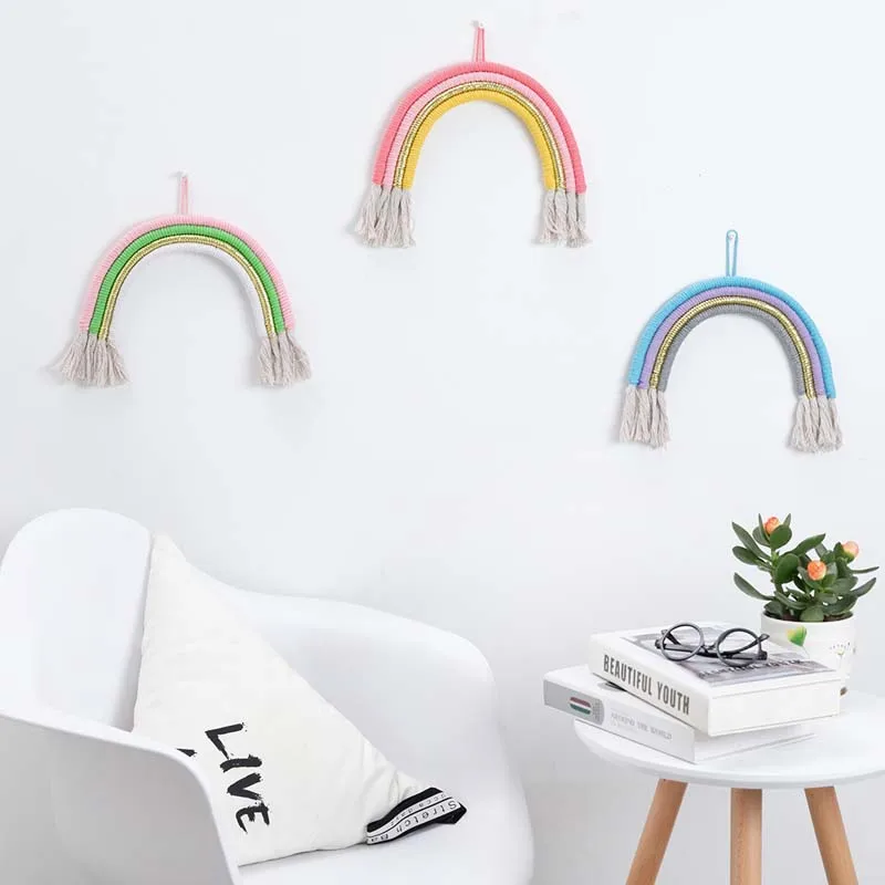 Радужное украшение ручной работы для детской комнаты в стиле бохо радужные