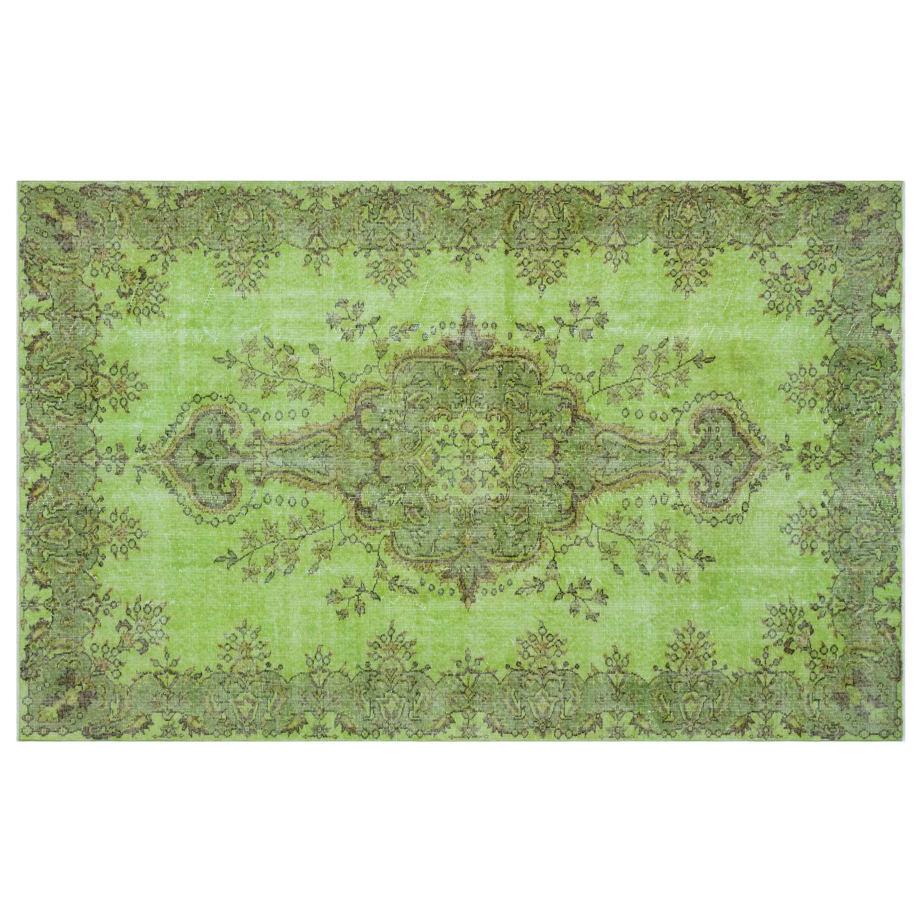 

Green Real handmade Wool Rug, Unique Area Rug Livingroom Bedroom Kitchen Rug 1359