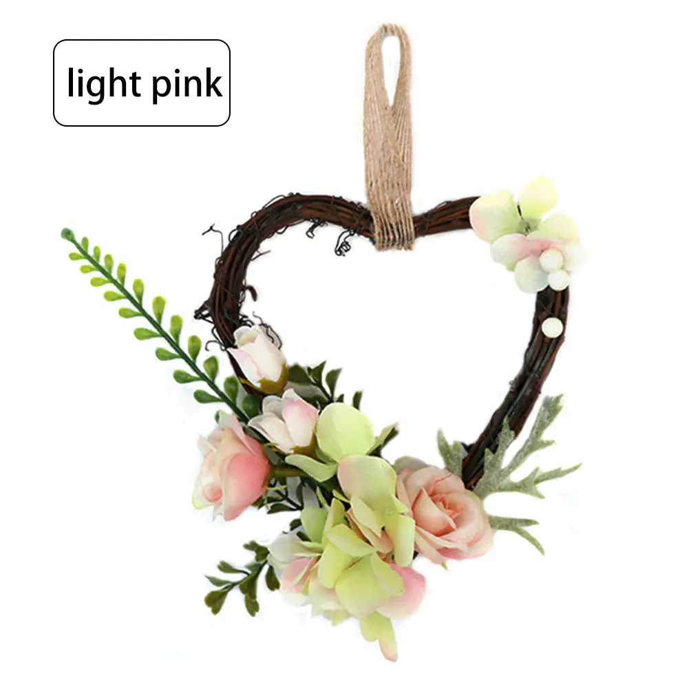 Домашняя гирлянда из ротанга в форме сердца имитация цветов настенные
