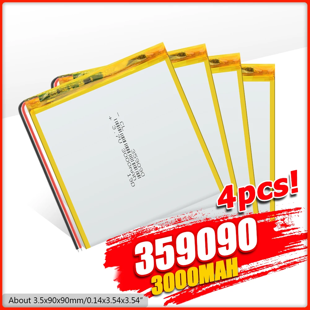 

359090 3000mAh перезаряжаемый литий-полимерный аккумулятор 3,7 V литий-ионный Литий-полимерный аккумулятор для камеры радио ноутбук электрическая ...