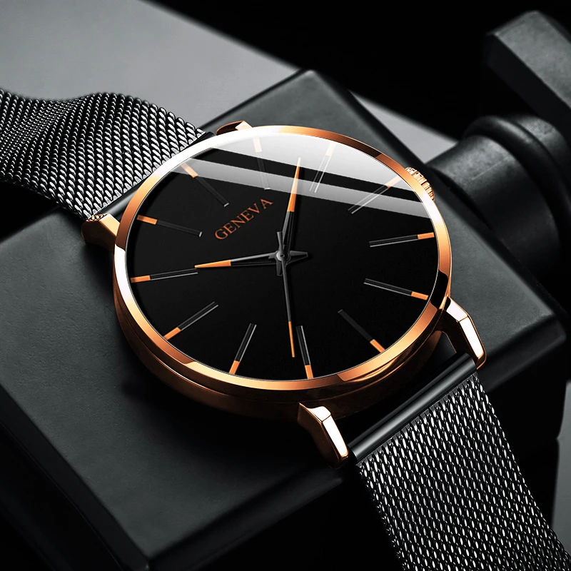 

Mens Fashion Minimalist Watches Luxury Ultra Thin Stainless Steel Mesh Belt Quartz Watch Rose Gold Men Watch Gifts Reloj Hombre