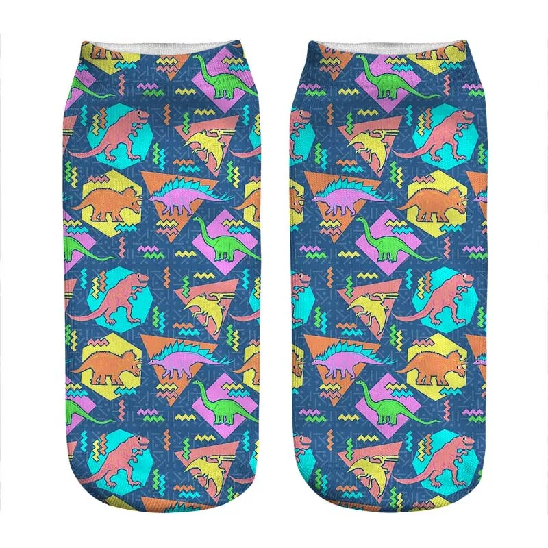 

Женские носки kawaii Nineties Носки с рисунком динозавров женские Харадзюку счастливые забавные новые милые подарочные носки для девочек для женщ...