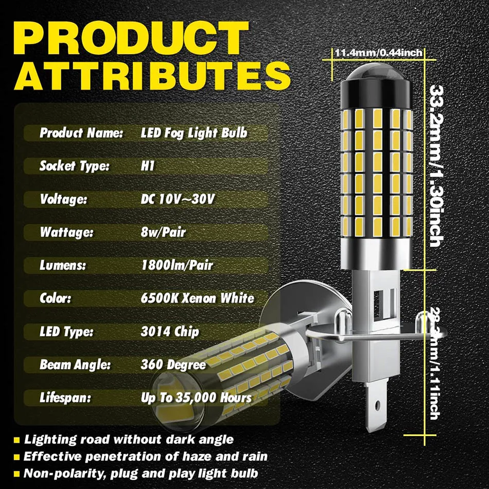 AILEO H1 светодиодный Противотуманные фары Дневные Фары Светильник лампы 3014 78SMD