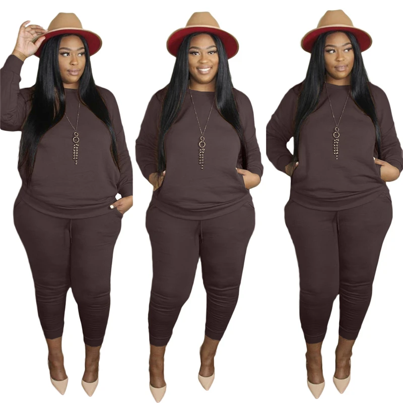 

2022 Plus Size Clothing 2 Piece Sets Womens Outfits Long Sleeve Top Tracksuit Joggers Sweatpants Sets Wholesale Dropshipping