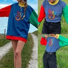 Свитшот женский с длинным рукавом и высоким воротником, пуловер в стиле хип-хоп с надписью и радужным принтом, топы, свободная уличная одежда контрастных цветов