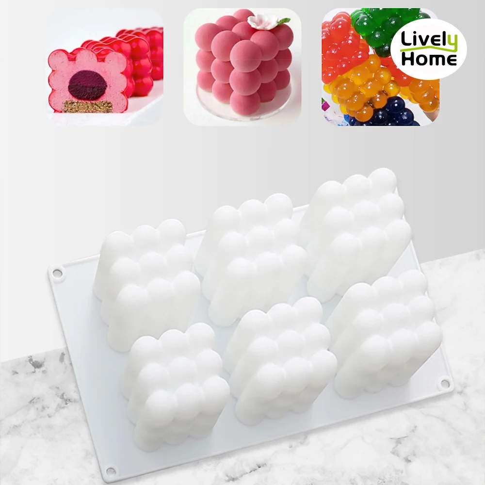 

Silicone Dessert Mousse Cake Mould Mold 3D Cube Onion Cloud Heart Maker 6 Cavity Clamshell Candle Pastry Tray Cupcake Mould