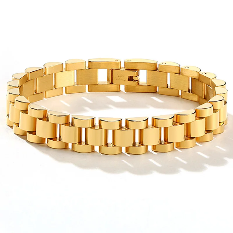 Браслет цепочка женский из нержавеющей стали однотонный золотистый браслет