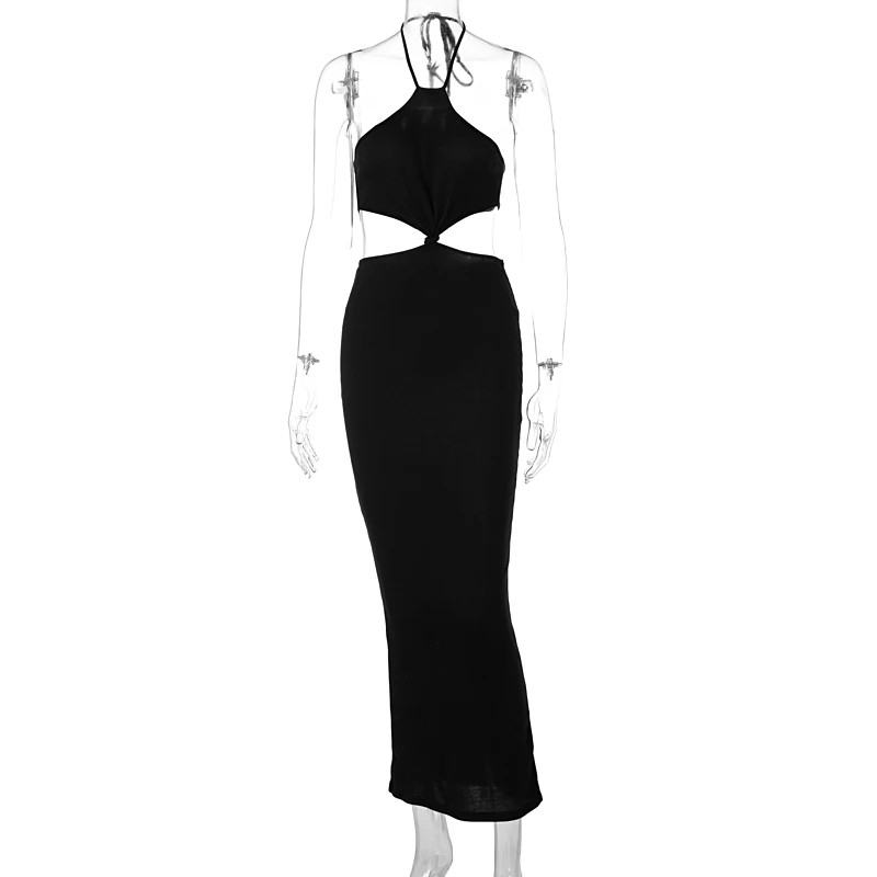 

2021 Summer Women Fashion Streetwear Y2K Clothing Sleeveless Hollow Out Backless Slip Sexy Maxi Dress