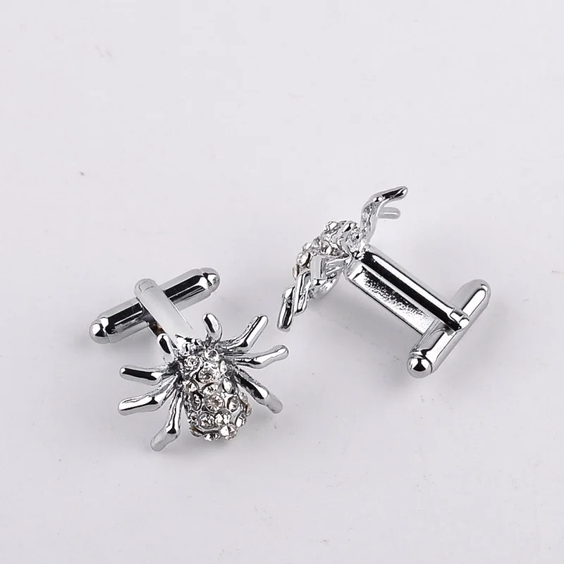 Мужские французские запонки Стразы в виде насекомого паука роскошные для