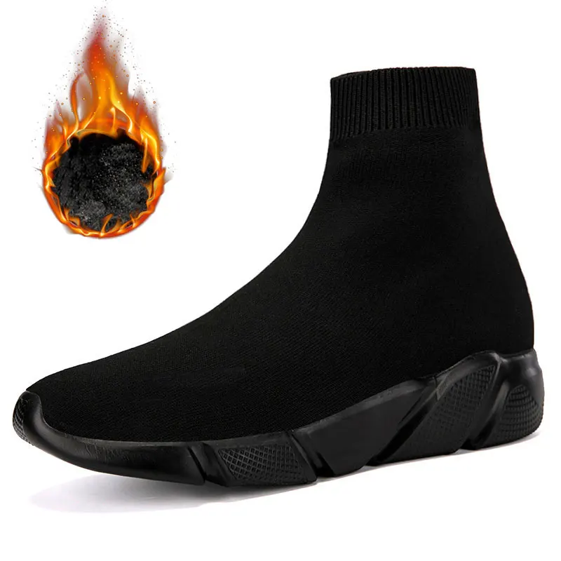

Couple Socks Shoes Trendy Warm Men's Winter Shoes Male Black Sneakers Lazy Casual Ankle Boots Chaussures Homme