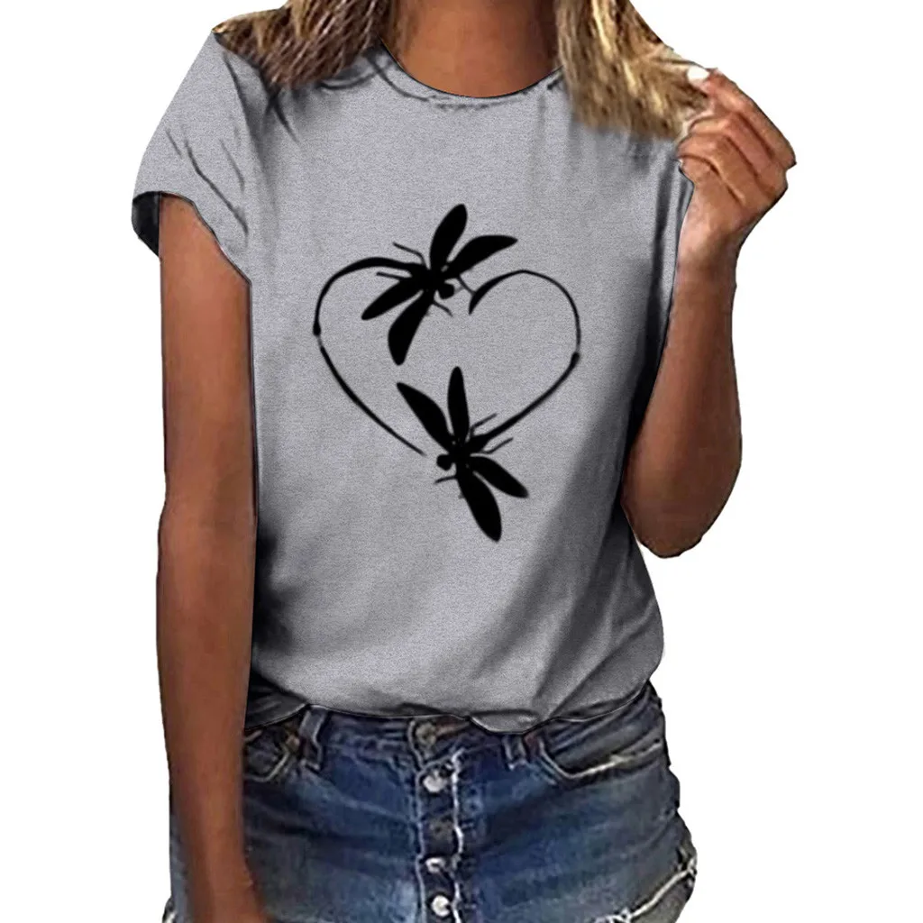 Женская блузка с принтом Повседневная Свободная рубашка коротким рукавом и