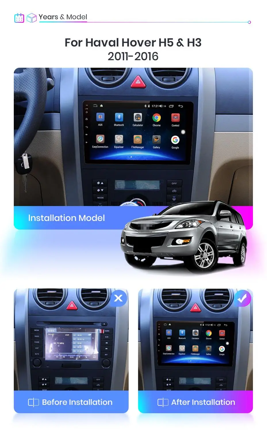 Автомагнитола 2 ГБ + 32 Android 9 1 dvd мультимедийный видеоплеер с GPS для Great Wall Hover H5 H3 2din