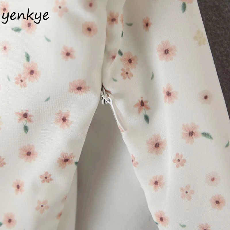 

Chic Floral Print Crop Top Women Short Sleeve Square Neck Holiday Summer Embroidery Tops Short Blouse Sexy Chiffon Tops