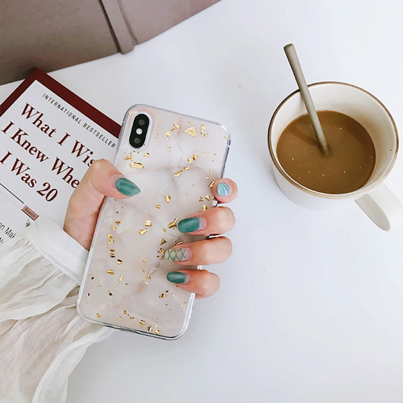 Блестящий чехол для iPhone X 7Plus 7 8Plus Мягкие силиконовые мраморные чехлы Чехол iphone 8 6 s