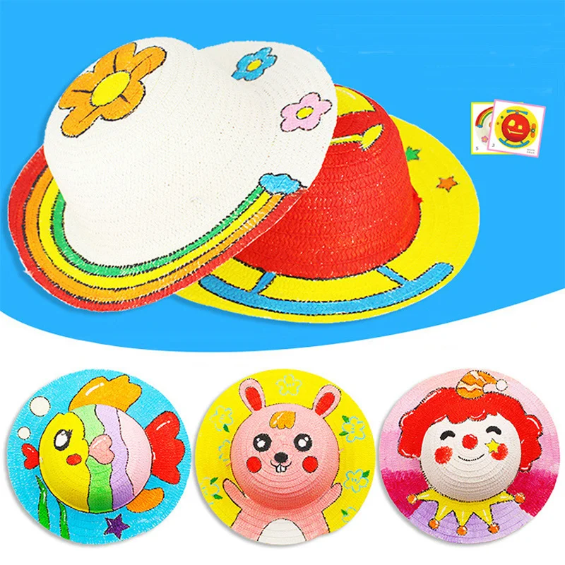 Детская летняя шляпа детская соломенная DIY креативные игрушки ручная работа