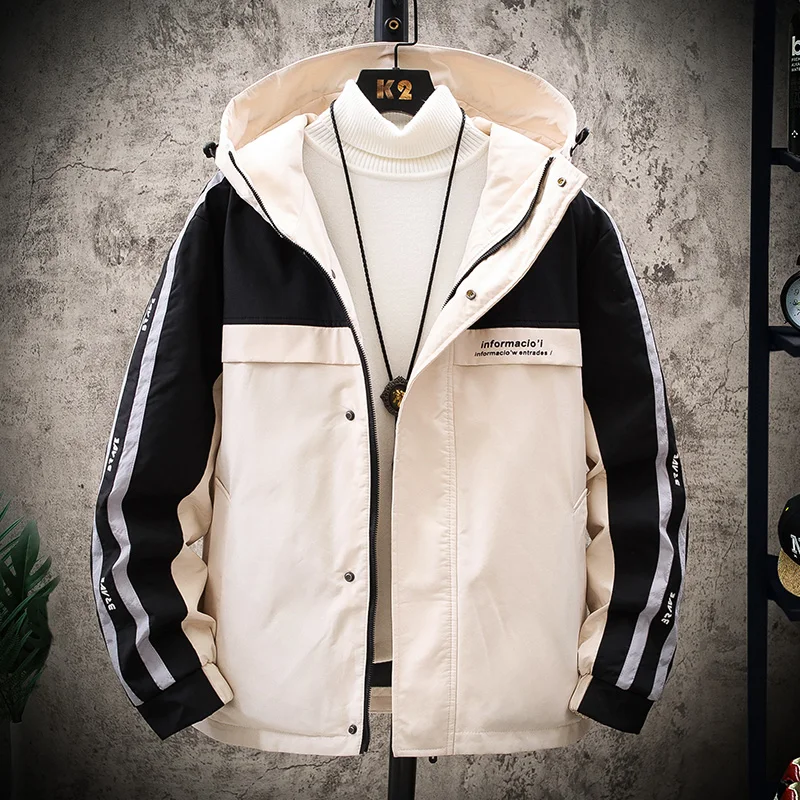 New Casual 2022 Men's Autumn Winter Thicken Warm Hooded Cotton-Padded Jackets Windproof Parkas Outerwear Wadded Coats Youth Tops