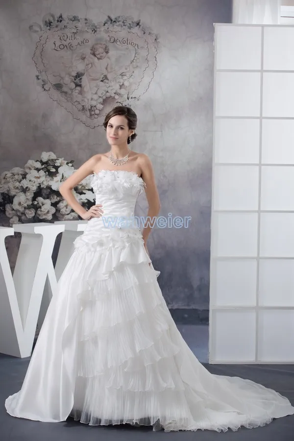 

free shipping 2016 new indoor clothing for women brand dress custommade size/color bridal gown small train white wedding dresses