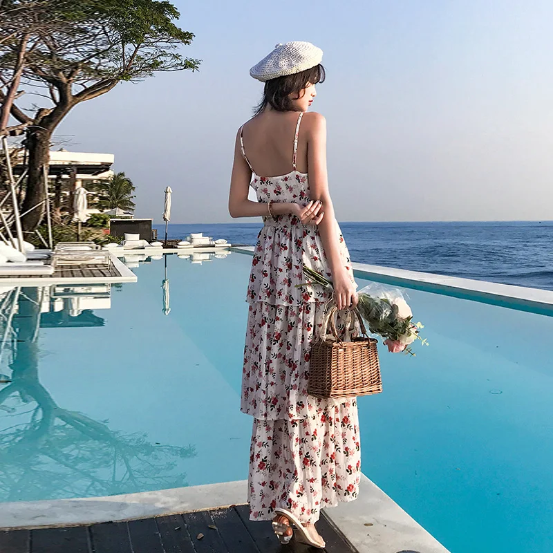 Женское Шифоновое Платье макси с цветочным принтом элегантное сказочное