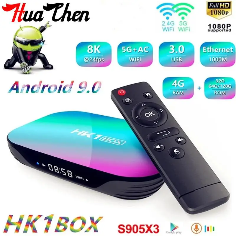 ТВ приставка HK1 Home Android 9 0 Amlogic S905X34GB + 128GB Wi Fi 4K Dispositivo 8k HD|ТВ-приставки и медиаплееры|