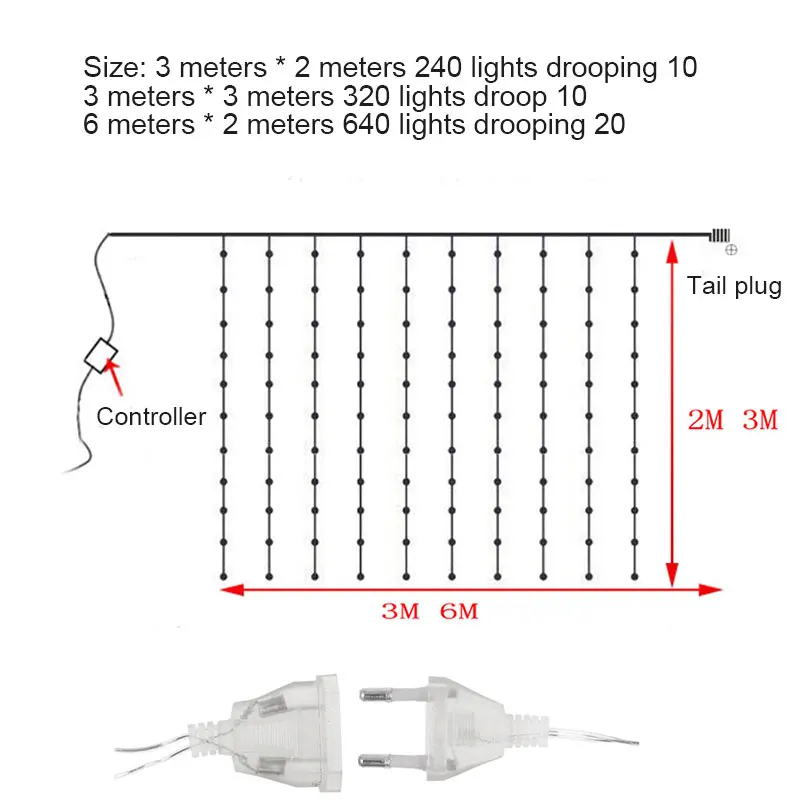 

Waterfall Waterproof Meteor Shower Rain String Light LED String Light Waterfall Curtain Wedding Background Light Best Pr