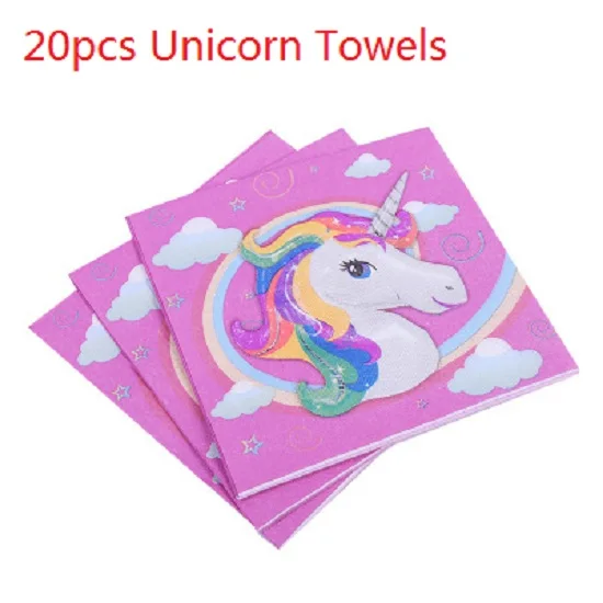 unicorn towels Единорог тема вечерние Unicornio одноразовая посуда Единорог Декор поставки День Рождения украшения Дети Единорог вечерние сувениры - Цвет: unicorn towels