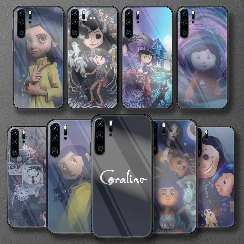 

Coraline and The Magic door Tempered Glass Phone Case For Huawei Honor P 7 8 9 10 20 30 40 50 A X I Pro Lite Cover Cover Trend