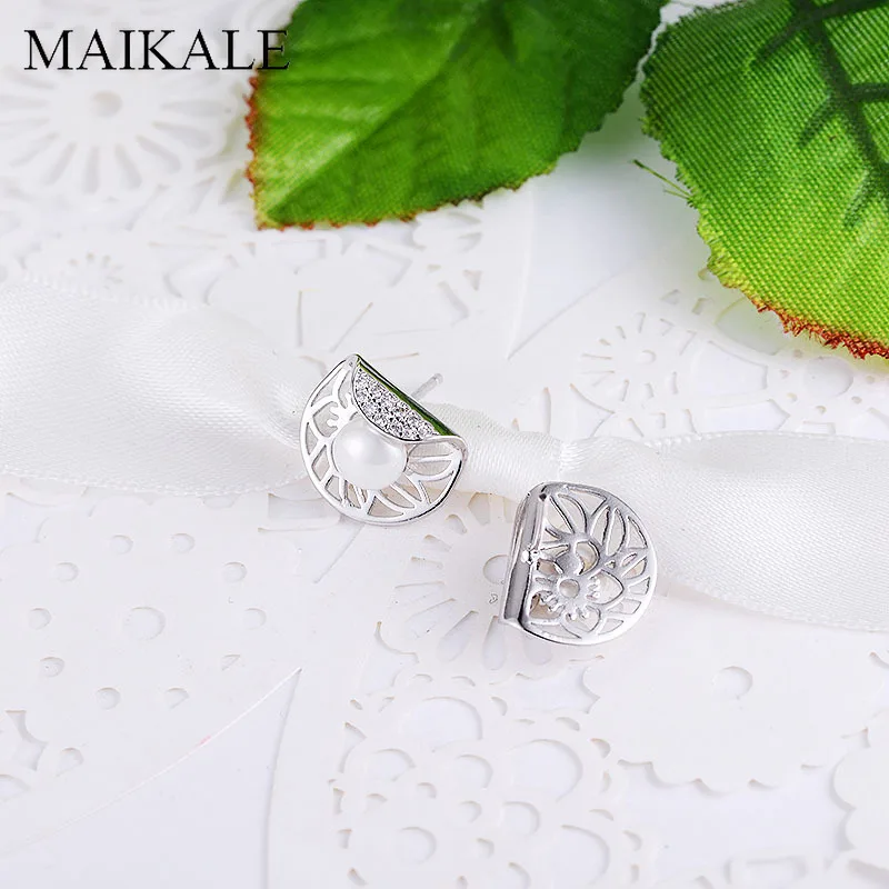 Женские круглые серьги-гвоздики MAIKALE серебристые геометрические серьги с