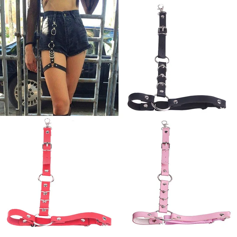 

Street Punk Rock Garters Belt Handcrafted Waist Leather Chain For Shorts Jeans Body Jewelry Thigh High Suspenders Straps