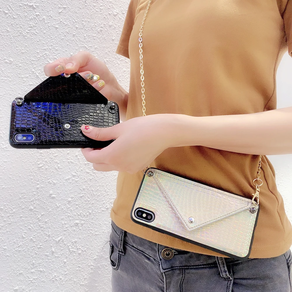 Роскошный кожаный чехол на плечо для iPhone XS Max XR X 7 книжка кошелек карман задняя