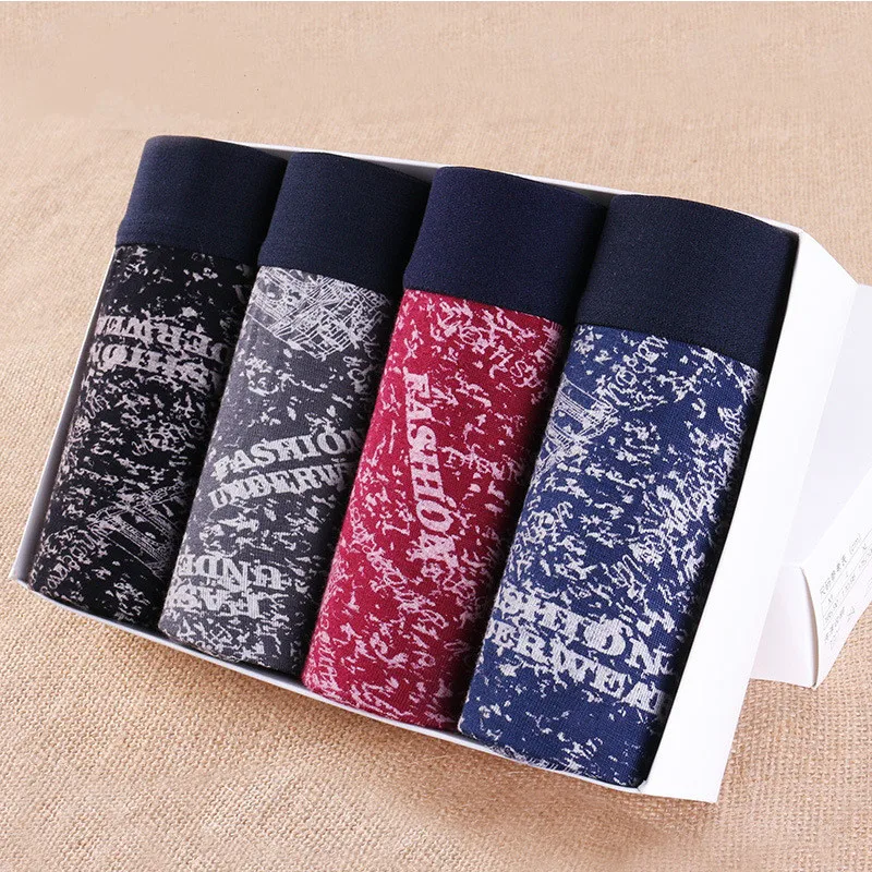 4 шт./лот сексуальные мужские боксеры удобные трусы с принтом мужское нижнее