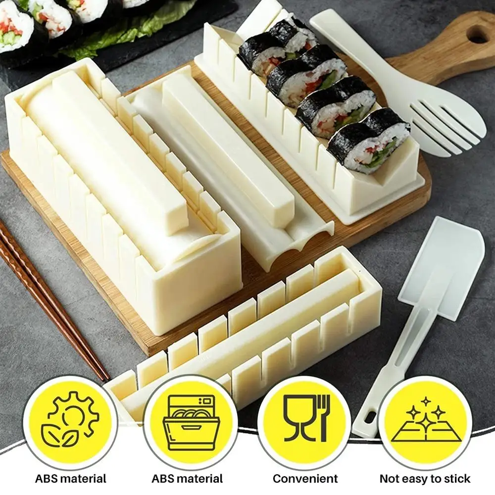 

10pcs DIY Mold Cooking Tools Sushi Kit Home Kitchen Machine Sushi Roll Maker Tools Set Gadgets Japanese Snack Foods Bazooka