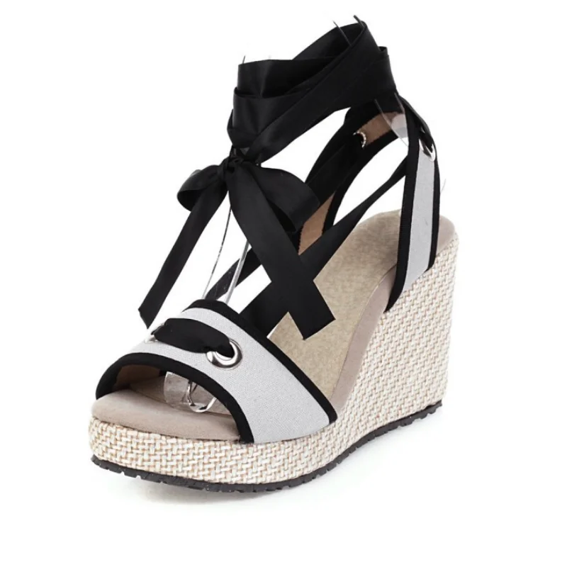 

Fashion Summer Wedges Women Sandals Open Toe Cross Strap Ladies Platform Wedges Sandales High heels Shoes Big Size 35-43 WSH3889