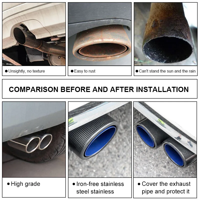 Dasbecan матовый Bluing 3k карбоновая задняя выхлопная труба автомобильный Стайлинг