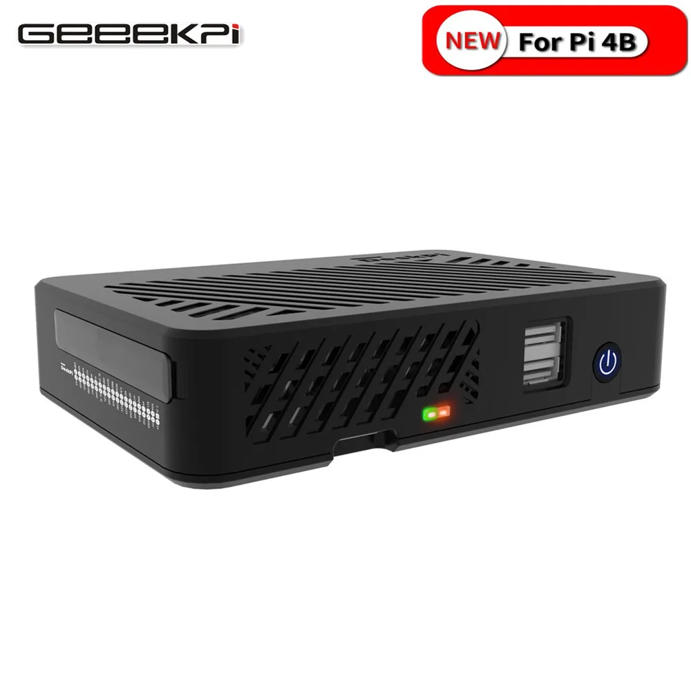 Geeekpi Deskpi Lite Framboesa pi Case-com Botão de Energia Dissipador de Calor com Ventilador Pwm Duplo Tamanho Completo Hdmi para Raspberry pi 4b Acessórios p/ quadro de demonstração