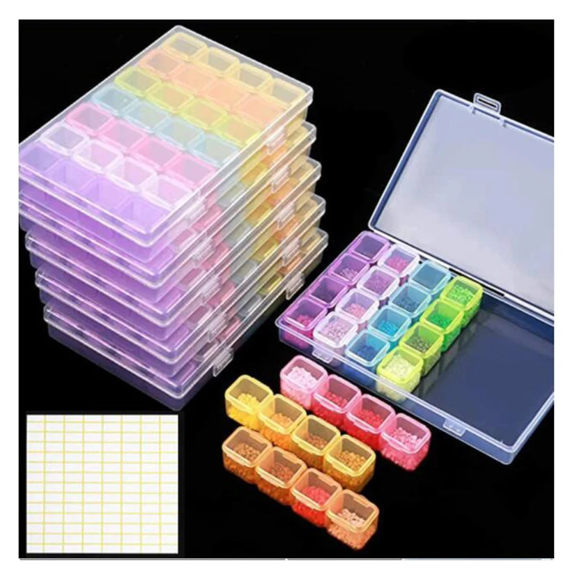 

New 28/56 Grids Embroidery Storage Box Bins Medicine Diamond Painting Jewelry Nail Art Accessory Boxes Cross Stitch Organizer