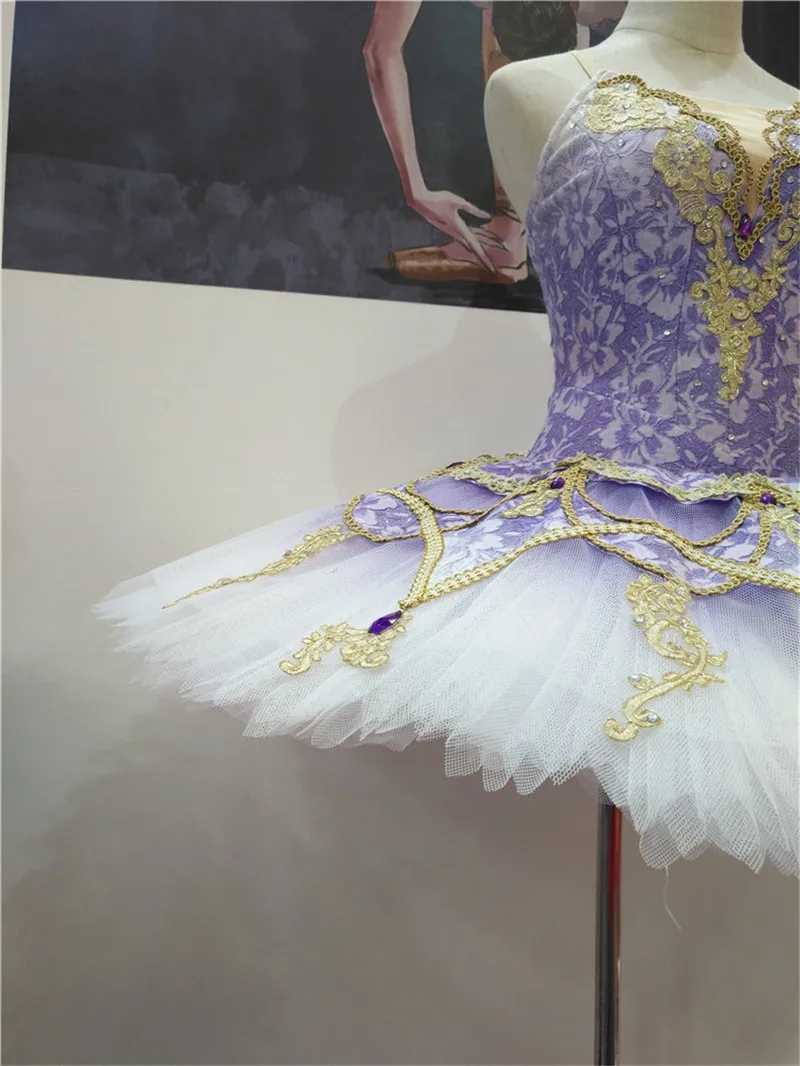 Женское платье пачка для балета профессиональное 12 слойное фиолетового